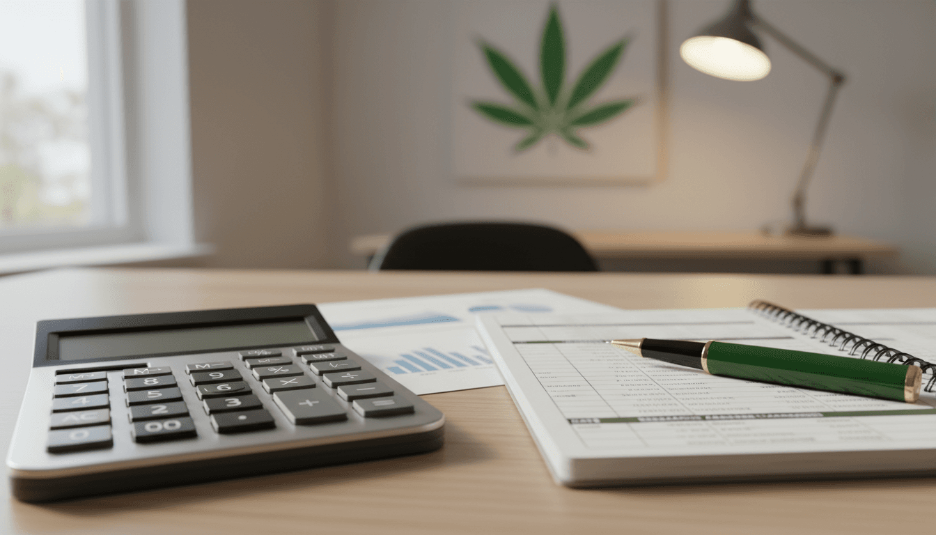 Financial calculations and spreadsheets on an accountant's desk
